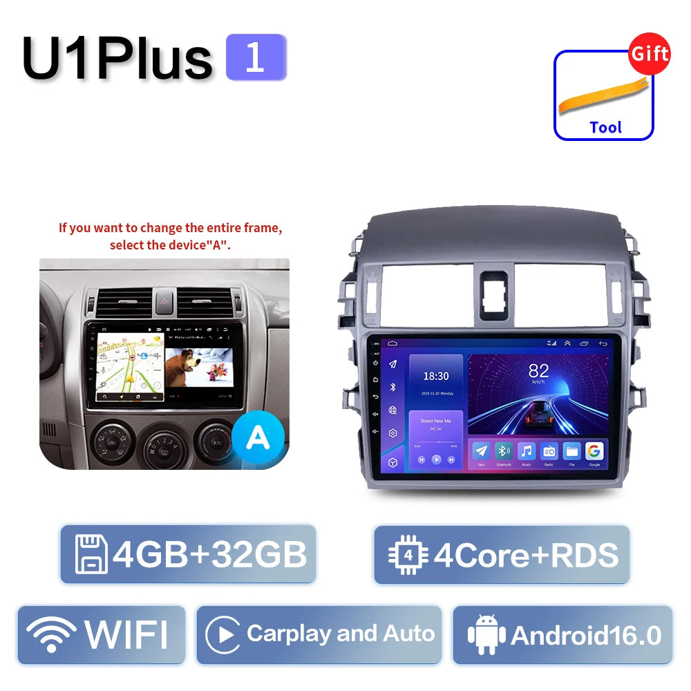 Carplay Android Auto for Toyota Corolla E140/150 2006 2007-2013 Multimedia Automotive Subwoofer Autoradio Android DSP 4G