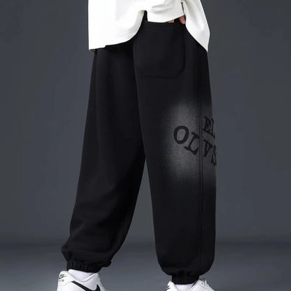 Thick Warm Casual Trousers for Men Fleece Lined Loose Fit Joggers Perfect for Teen Boys School Days Cold Weather Outings