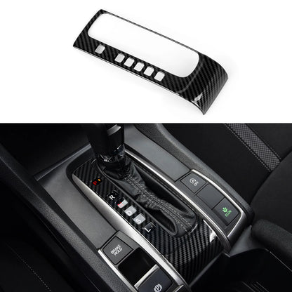 For Honda Civic 10th Gen (2016 -2021) Interior Accessories, Car Center Console Gear Shift Panel , Carbon Fiber ABS Trim Sticker