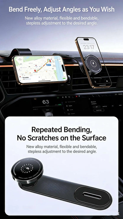 For MagSafe Wireless Car Charger Magnetic Car Phone Holder Bendable Car Phone Mount Phone Stand for iPhone 16 15 14 13