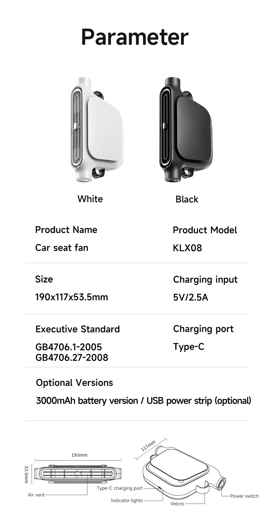 Car Backseat Cooling Fan Wide-angle Airflow High Air Volume Car Cooler USB Powered Summer Essential AirCirculator Fast Delivery