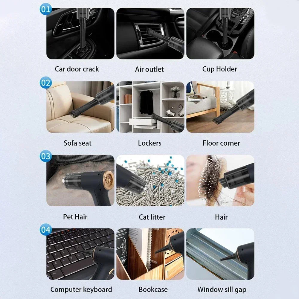 CENRR 980000PA Mini Car Vacuum Cleaner Cordless Powerful Wireless Car Cleaner HandHeld Portable Vacuum Cleaner Cleaning Machine