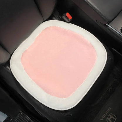 Winter New Cartoon Plush Car Cushion Simple Black White Thickened Anti Slip Women's Auto Seat Pad Cute Interior Modification