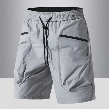 Men Quick Dry Cargo Shorts Summer Lightweight Water Resistant Zipper Pockets Drawstring Waist Breathable Outdoor Sports Shorts