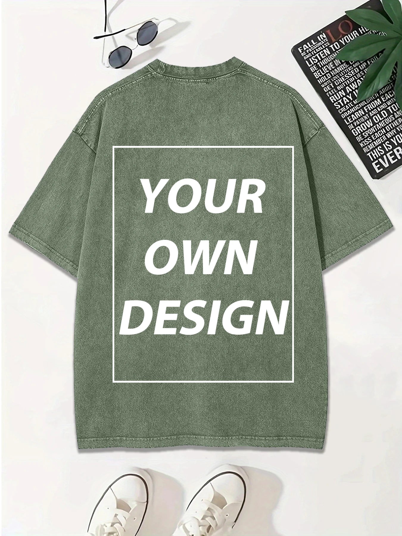 Personalized Custom Your Photo T Shirt Mens Summer Cotton Washed T-Shirt Breathable Fashion Short Sleeve Street Casual Retro Top