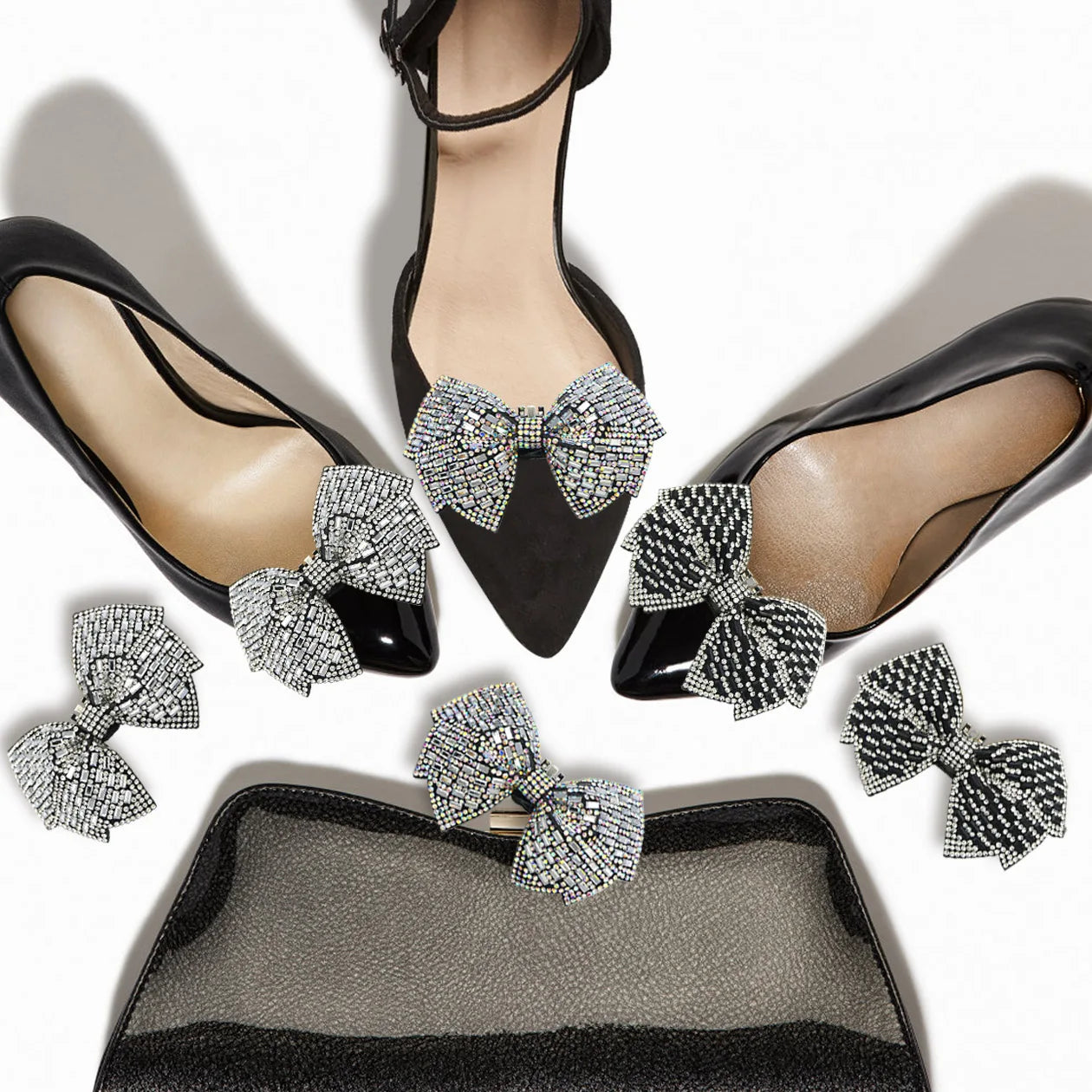1PC Shiny Bows Shoes Decoration Clips Wedding Shoes High Heel Rhinestone Charm Buckle Clips Detachable Bride Shoes Accessories