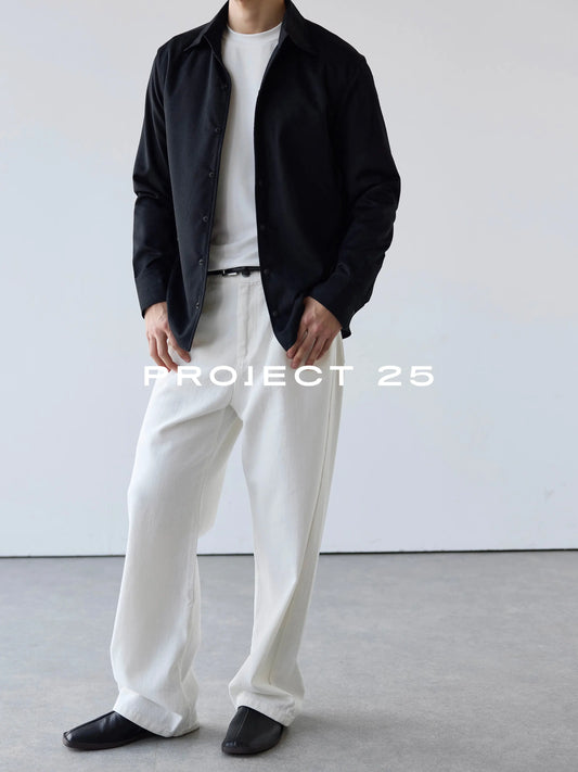 PROJECT 25 Men’s Italian One-Piece Collar Shirt  Premium Imported Wool & Modal Blend"Old Money" Aesthetic Ultra-Soft Long Sleeve
