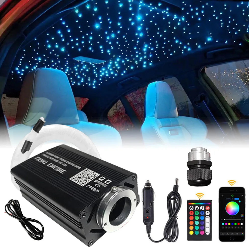 Car Styling DIY Car Starry Sky Light Auto Home Fiber Optic Lights Atmosphere Lamp Music Control Ceiling Lights RGB 16W 8 Colors