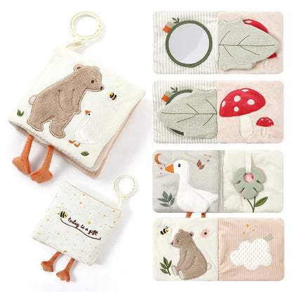 Soft Baby Comfort Blanket with Teether, Sensory Plush Security Toy for Infants, Cute Animal Butterfly/Bear/Elephant Design with