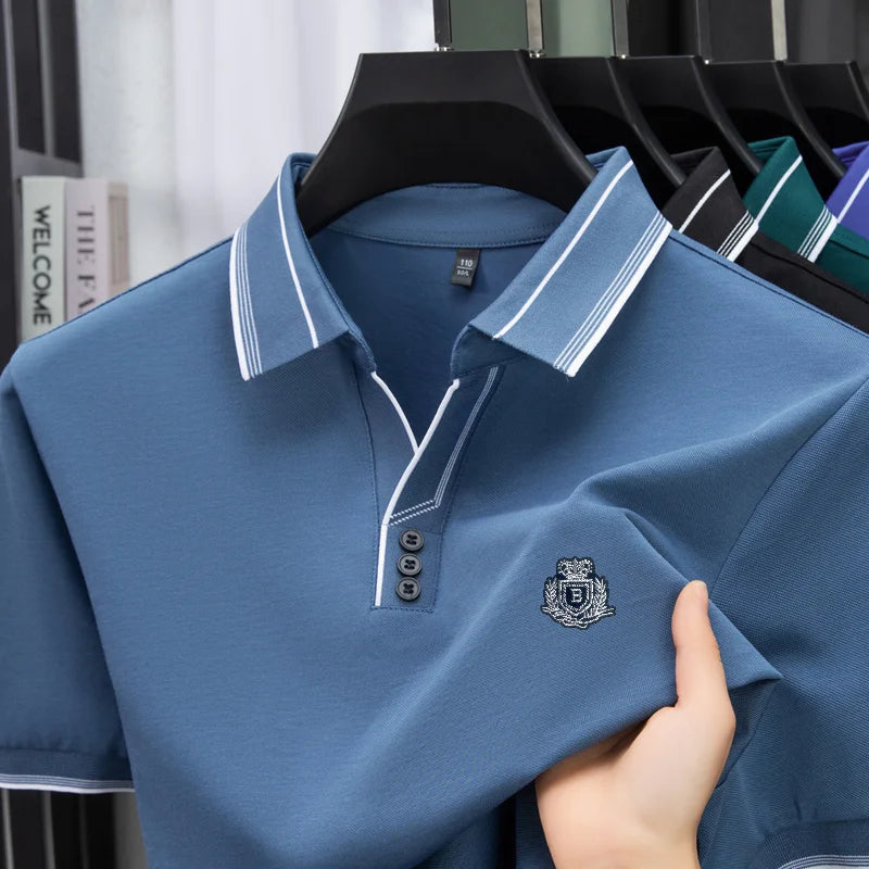 Quality Man Short-Sleeved Polo Shirt Lapel Letter Print Summer Best Seller British Style T-Shirt Outdoor Golf Leisure Men's Wear