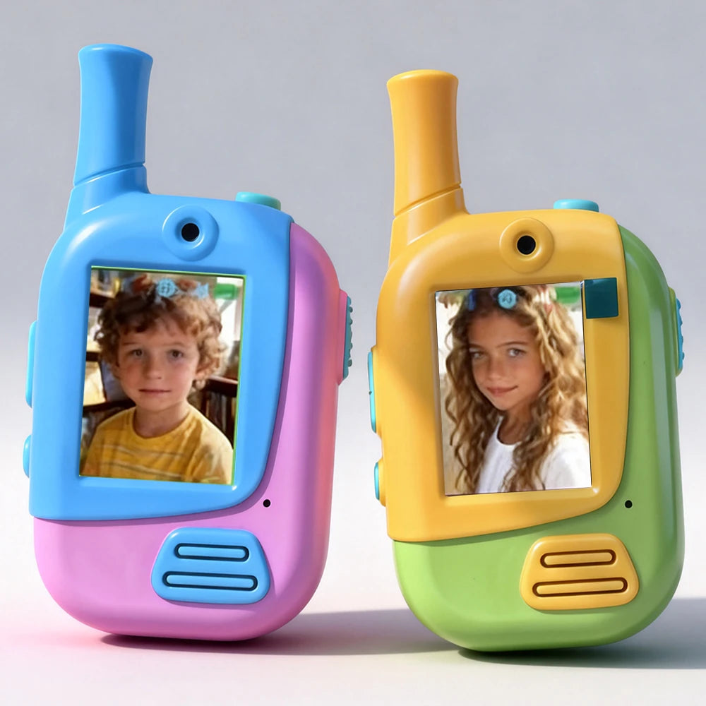 2 Pack Rechargeable Kids Video Walkie Talkies with HD Camera and 4 Voice Changer Effects, 2-Way Radio Toys for Boys and Girls