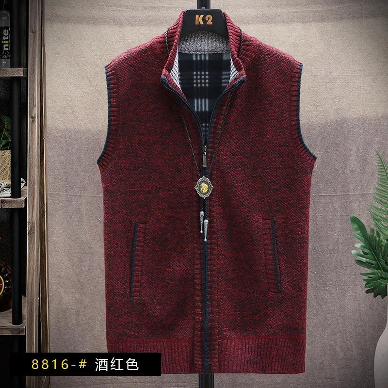 Sweater Cardigan Vest Men's Wear Fall and Winter Knitwear Warm Padded Thickened Jacket Zip Knittwear Harajuku