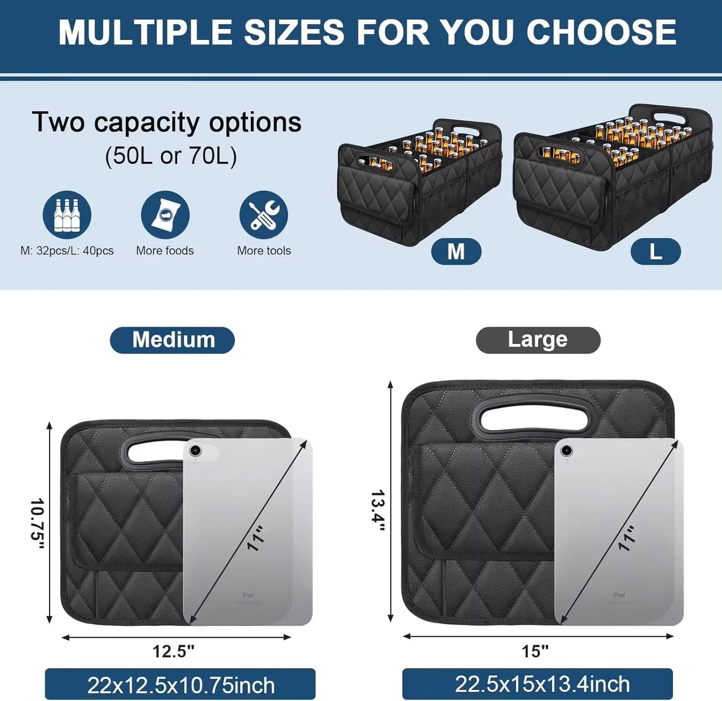 Car Trunk Organizer For Suv Waterproof Polyester Auto Storage Organizer With 6 Pockets Car Accessories Interior