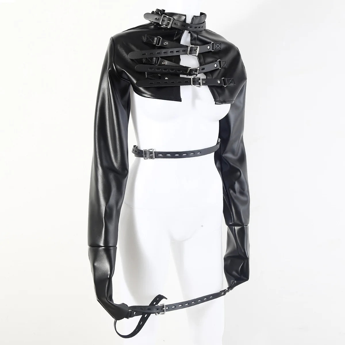 BDSM PU Leather Arm Restraint Straightjacket Bondage Slave Jacket for Women Men Adult Sex Toy Role Play Fetish Gear Tool