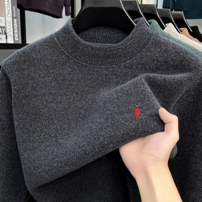 High end designer's new men's round neck fashion brand Paul Pony embroidery luxurious winter plush thick warm knitted pullover