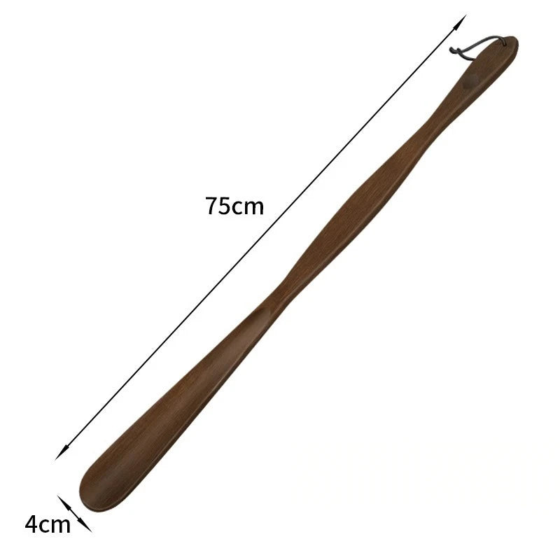 Solid Wood Shoe Horn Extended Handheld Household Footwear Pull Helper for Pregnant Women Elderly Bend-Free Shoe  Lifter
