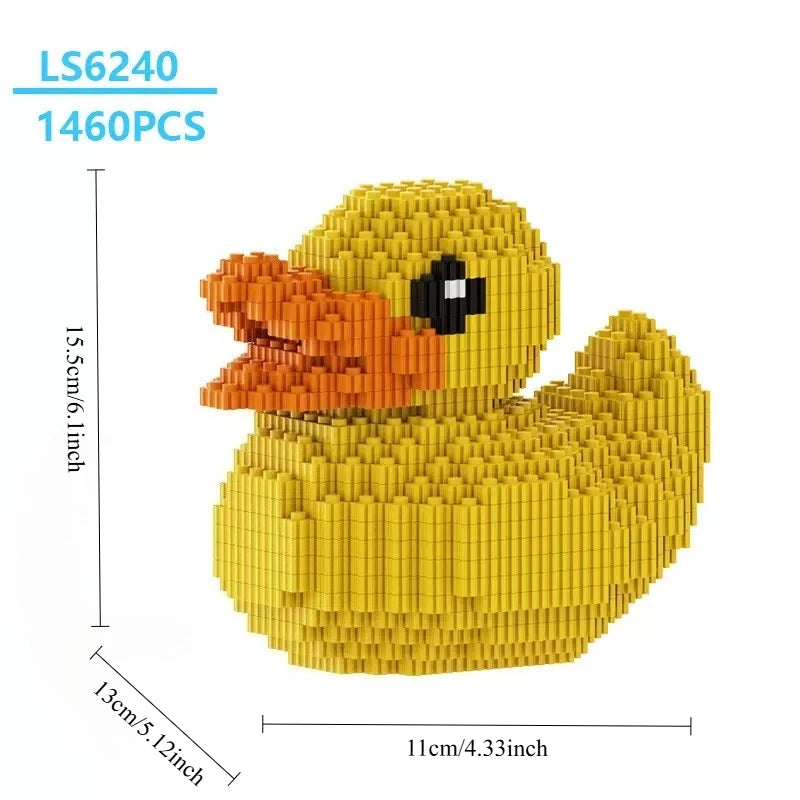 Yellow Duck Animal DIY Model Building Blocks Cartoon Pet Figures Bricks Creative Friend Girl Gift City Village