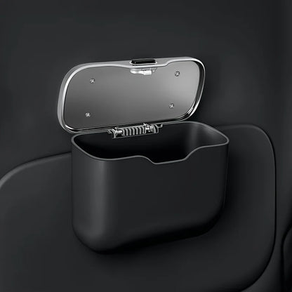 1pcs  Hanging Multifunctional Car Trash Can with Lid Button Wet Dry Use Auto Interior Storage Organizer Bin