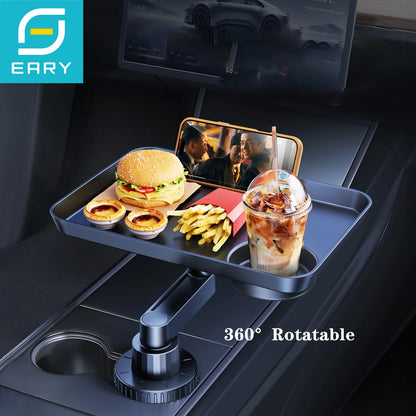 Eary Car Cup Holder Tray Table Swivel Car Food Tray Table for Front/Rear Seat for Eating Drinking Sauce Holder for Car Road Trip