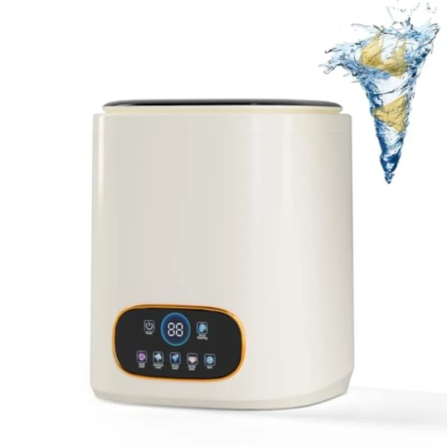 Portable fully automatic washing machine for apartments, dorms, RVs travel; ABS plastic body; white; 9L capacity, LCD touch con