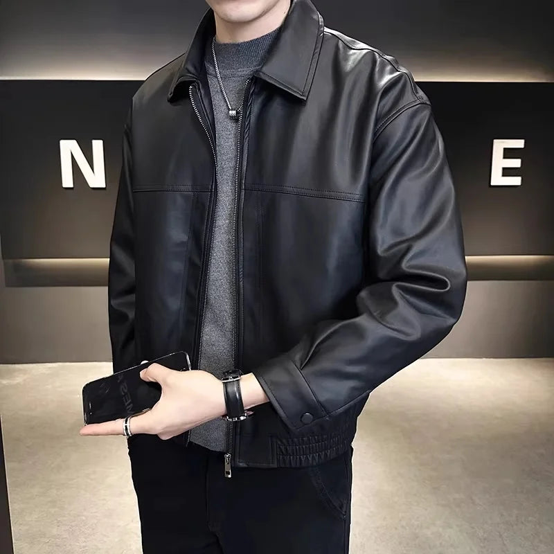 TUCANO Men's Genuine Leather Jacket 2026 Autumn Winter Warm Sheepskin Slim Fit Biker Style Stand Collar Coat Outerwear