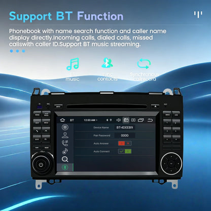 4G+64G Android Car Stereo for Mercedes Benz Sprinter Vito W639 Viano B200 B150 B170 A180 A150 B-Class W245 A-Class W169 for VW Crafter VW LT3 2Din Car Radio GPS Navigation Wireless Carplay Android Auto
