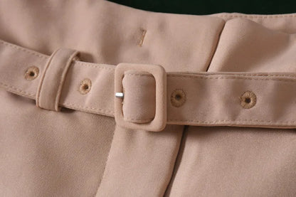 High Waist Belted Slim Fit Trousers Vintage Simple Sle Casual Pants for Women Spring Summer Autumn High Faion Goods
