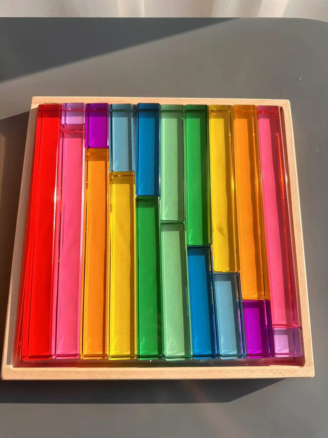 New Kids Acrylic Sparkling 6 sides 3D Gems Wooden Blocks Toy Rainbow Lucite Crystal Steps Building Play Birthday Gift