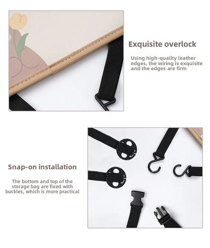 Car Seat Back Organizer - Rear Hanging Storage Bag, Backseat Table Tray, Vehicle Mounted Desk Board