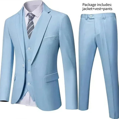 Elegant Men Suit For Wedding 3 Pieces 2 Sets Jackets Vest Pants Blazers Full Fashion Slim Fit Coats 2025 Formal Classic Costume