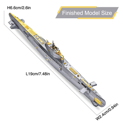 Piececool 3D Metal Puzzles DIY Submarine Model Building Kits for Teens Best Gifts Brain Teaser