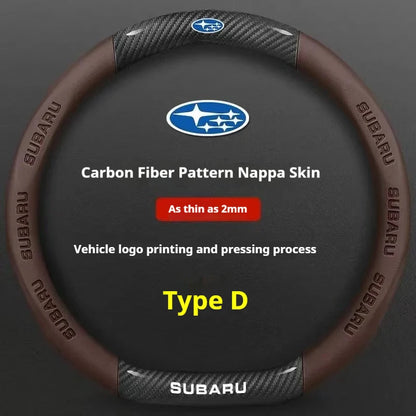 For Subaru Brz Wrx Xv Ascent Forester Outback Impreza Legacy Car AntiSlip Carbon Fiber Leather Ultrathin Steering Wheel Cover
