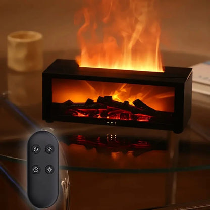 Fireplace humidifier aromatherapy diffuser, equipped with remote control color lights, automatically shuts off in case of water