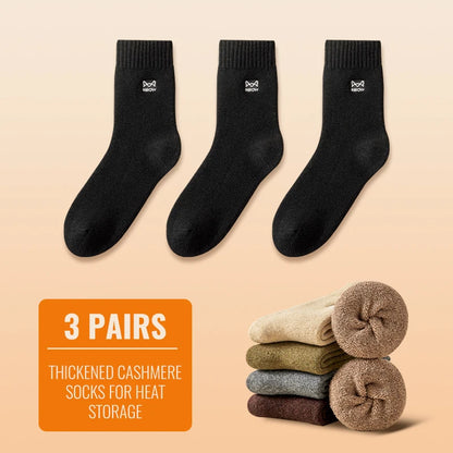 MiiOW Merino Wool Socks Cold Resistant Men Winter Thicken Heated Sock Cashmere Long Sock Snow Boots Retro Brown Warm Towel Socks