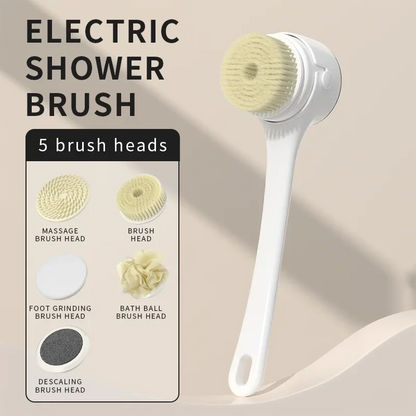 2026 Digital Display Electric Long Handle Bath Brush Automatic Rotating Back Scrubber USB Rechargeable Body Exfoliating Mud Remo