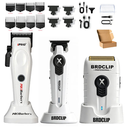 Professional Cordless Barber White Kit For Men Hair Clipper 7500RPM  Electric Hair Trimmer 7700RPM X Series Shaver 8000RPM With
