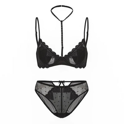French-style Heart Embroidery Lingerie Set for Petite Women Soft Steel Cups Romantic Bra Set Hot Sale Comfortable  S-XL Hot Sale