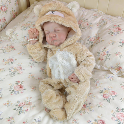 18-inch Rebirth Baby Doll 46cm Vinyl Realistic Sleep Newborn Dolls, Cute Bear Clothes, Children's Birthday Gift
