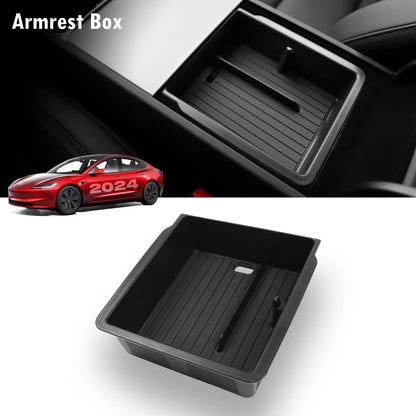 For Tesla Model Y 2025 2026 Center Console Organzier Tray Model 3 Highland 24-26 Armrest Box Hidden Storage Box Cup Holder