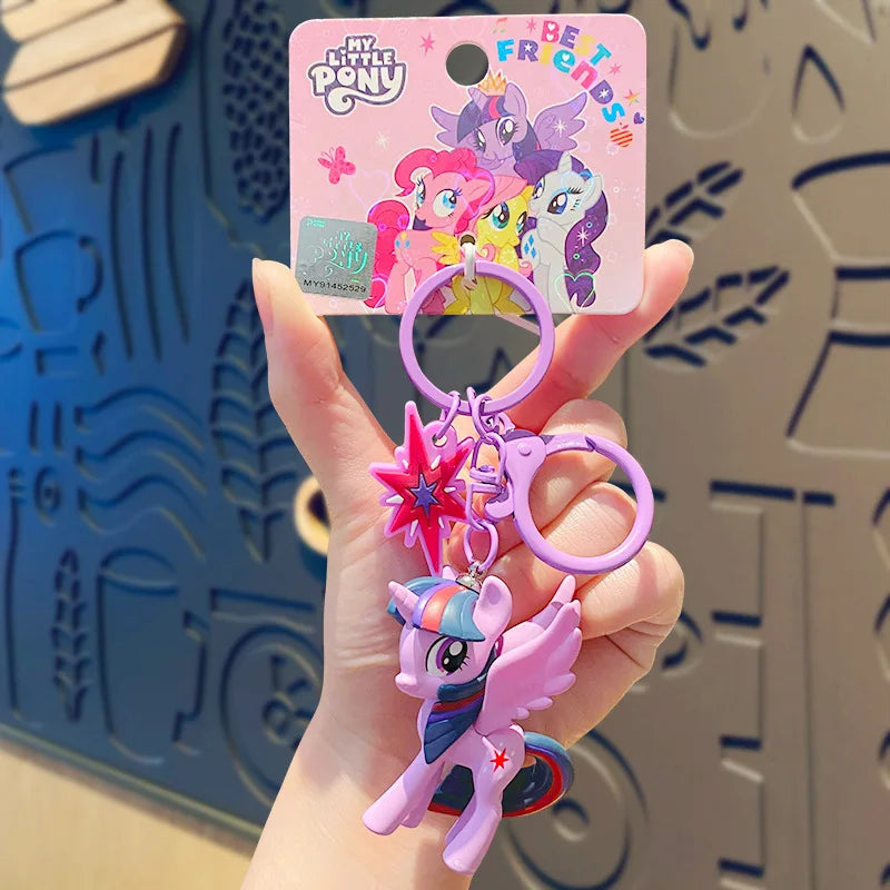 Genuine My Little Pony Car Keychain Charm Cute Bag Pendant Anime Figures Sweet Gifts For Friends And Family Birthday Festivals