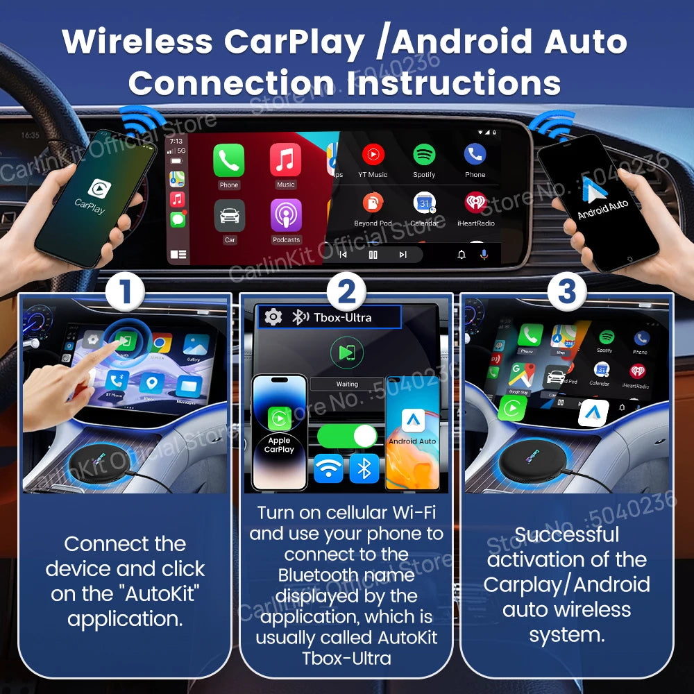 CarlinKit CarPlay Ai Box Android 15 Ultra2 SM6350 8GB+128GB Smart Android TV Box Wireless CarPlay Android Auto GPS For OEM Cars