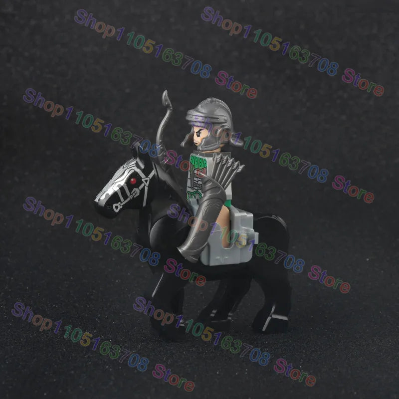 MOC Medieval Military Crusader Knight Building Blocks Castle Army Soldier Figure Horse Mount Shield Sword Accessories Bricks Toy