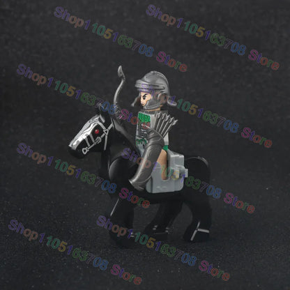 MOC Medieval Military Crusader Knight Building Blocks Castle Army Soldier Figure Horse Mount Shield Sword Accessories Bricks Toy