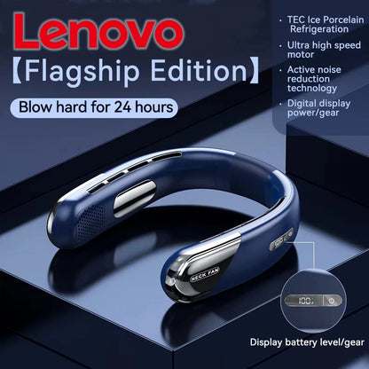 Lenovo Neck Fan Air Conditioner Ultra Hanging USB Rechargeable Semiconductor Refrigeration Leafless Fan 5 speed Outdoor 2026