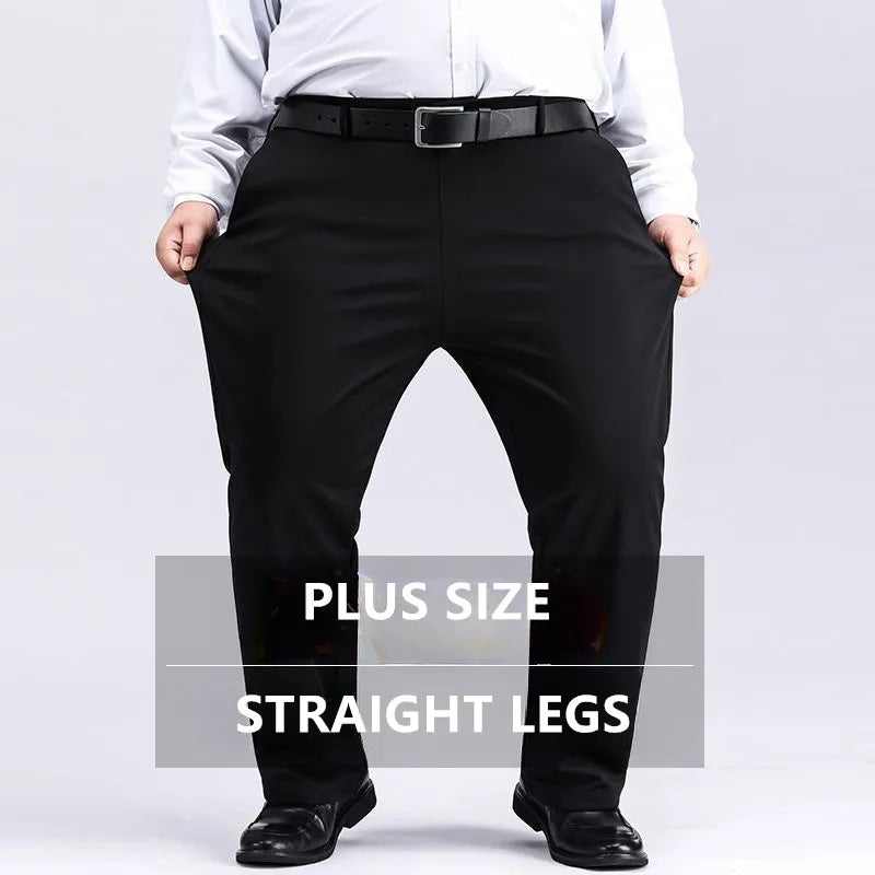 Men Suit Pants Thick Autumn Stretched Business Loose Straight Work Plus size 150KG 48 50 52 Spring Male Office Formal Trousers