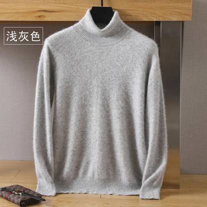 Men's Turtleneck 100% Mink Cashmere Sweater Men 2025 Autumn and Winter Large Size Loose Knitted Sweater Keep Warm Top Men Jumper