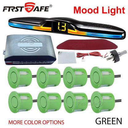 FirstSafe Factory Front and Rear Parking Sensor Kit Mood Light Display System Backup Monitor Detector Assistant 6 8 Radar Sensor