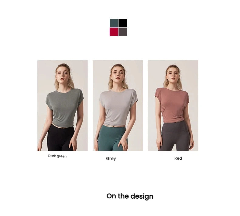 Women's Split Side Yoga Top Sexy Open Back Fitness T-shirt Loose Fit Workout Tee Running Sports Cover Gym Wear Woman clothing