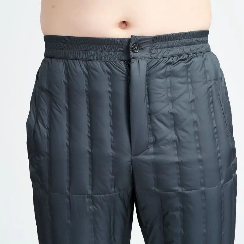 Men's down Pants Duck down Thermal Inner  Winter Cold Resistance Thick Long Trousers Business Gentleman Style Long Pants