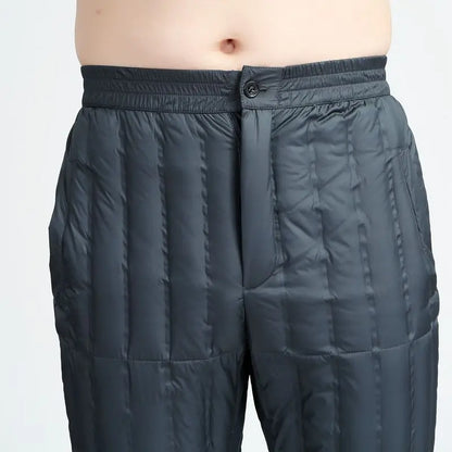 Men's down Pants Duck down Thermal Inner  Winter Cold Resistance Thick Long Trousers Business Gentleman Style Long Pants